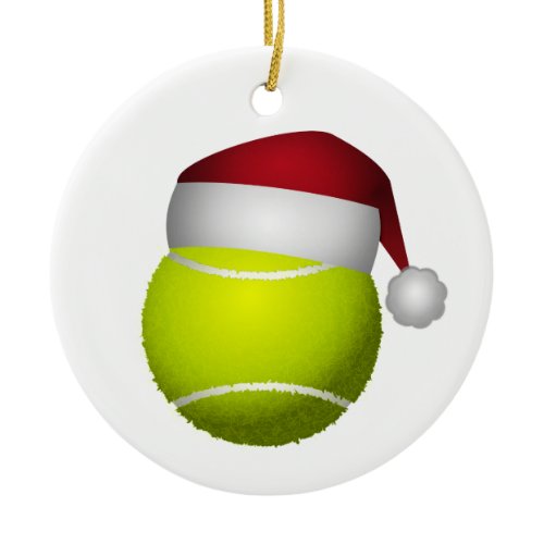 Christmas Tennis Ball Ceramic Ornament