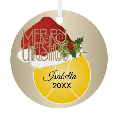 Christmas Tennis Ball Metal Ornament