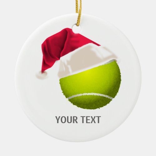 Christmas Tennis Ball Santa Hat Ceramic Ornament