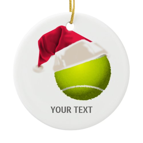 Christmas Tennis Ball Santa Hat Ceramic Ornament