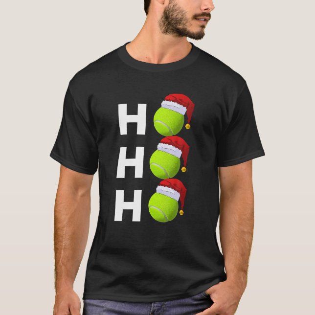 Christmas Tennis Ball Santa Hat Funny Xmas For Boy T-Shirt (Front)
