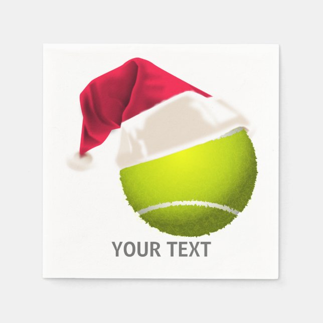 Christmas Tennis Ball Santa Hat Paper Napkins (Front)