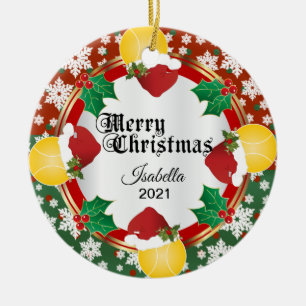 Christmas Tennis Design DIY Name Ceramic Ornament
