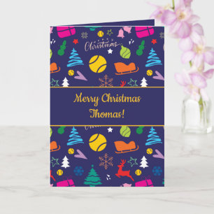 🎄Christmas 🎾tennis navy blue Christmas Card