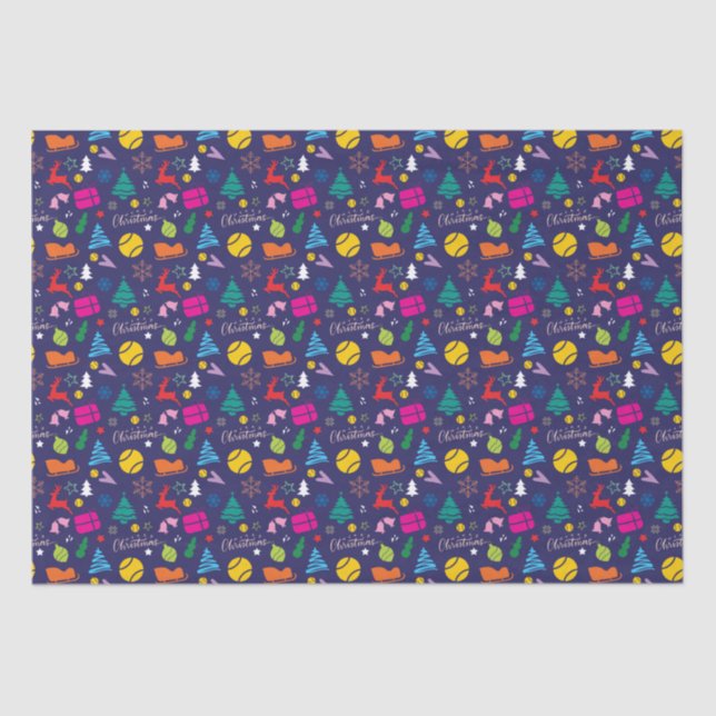 🎄Christmas 🎾tennis navy blue  Tissue Paper (Front)