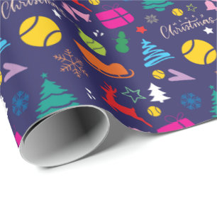 🎄Christmas 🎾tennis navy blue Wrapping Paper
