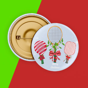 Christmas Tennis, Paddle & Pickleball Racquets Button