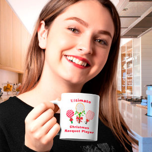 Christmas Tennis, Paddleball, Pickleball Player Coffee Mug