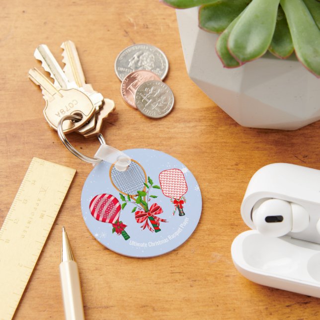 Christmas Tennis, Paddleball, Pickleball Player Keychain (Desk)