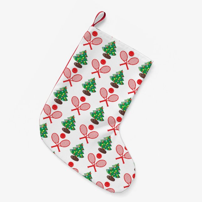 Christmas tennis pattern custom background color small christmas stocking (Front (Hanging))