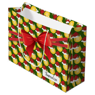 Christmas Tennis Pattern - Large Large Gift Bag