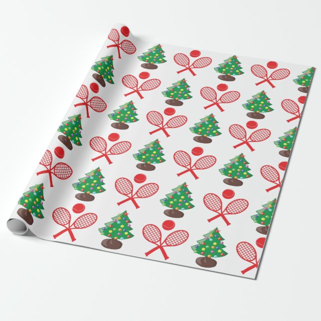 Christmas tennis pattern wrapping paper (Unrolled)