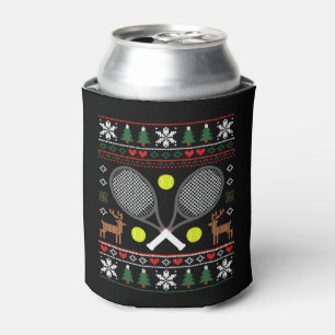 Christmas Tennis Racket Ugly Sweater Reindeer Xmas Can Cooler