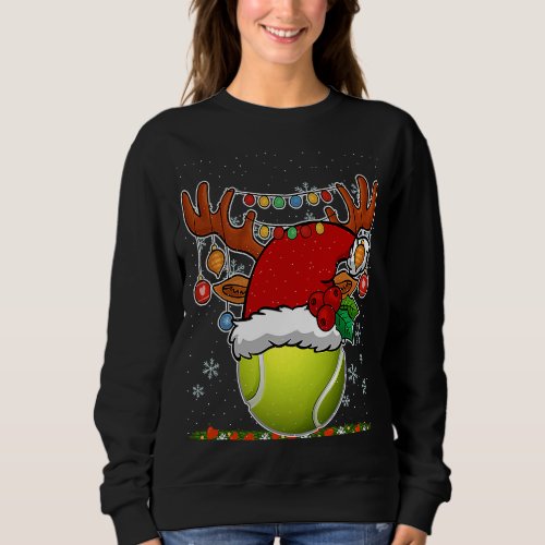 Christmas Tennis Reindeer  Santa Hat Xmas Tree Li Sweatshirt