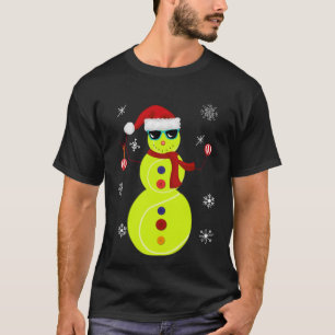 Christmas Tennis Snowman Santa Hat Gift T-Shirt