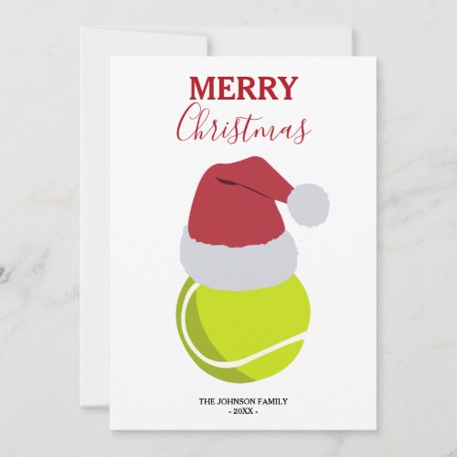 Christmas Tennis Sports Ball Custom Name Holiday Card
