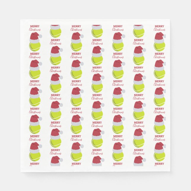 Christmas Tennis Sports Ball Holiday Napkins (Front)