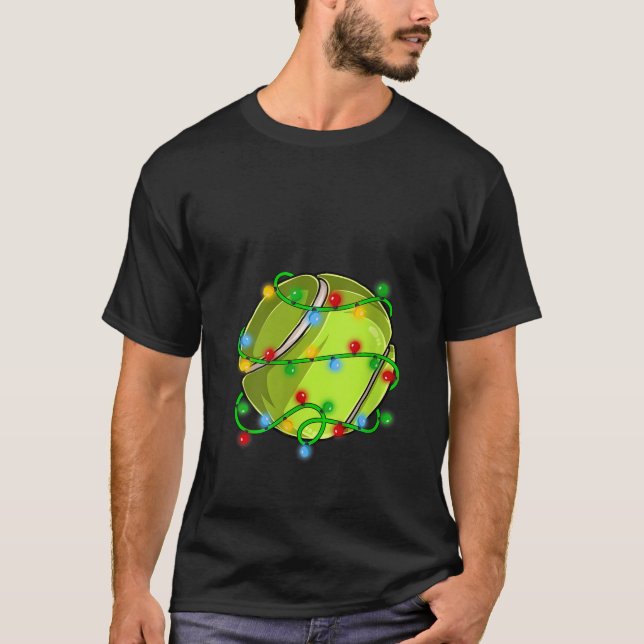 Christmas Tennis Xmas Light Tennis Player Sport V  T-Shirt (Front)