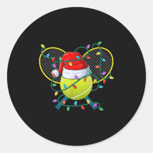 Christmas Tennis Xmas Santa Srts Hat Mens Womens K Classic Round Sticker