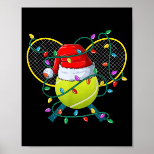 Christmas Tennis Xmas Santa Srts Hat Mens Womens K Poster