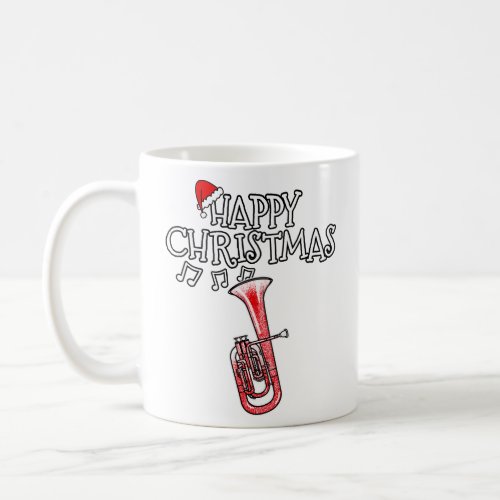 Christmas Tenor Horn Brass Musician Santa Hat Xmas Coffee Mug