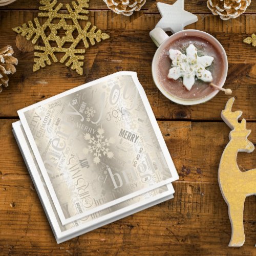 Christmas Text and Snowflake Pattern ID257 Paper Dinner Napkins