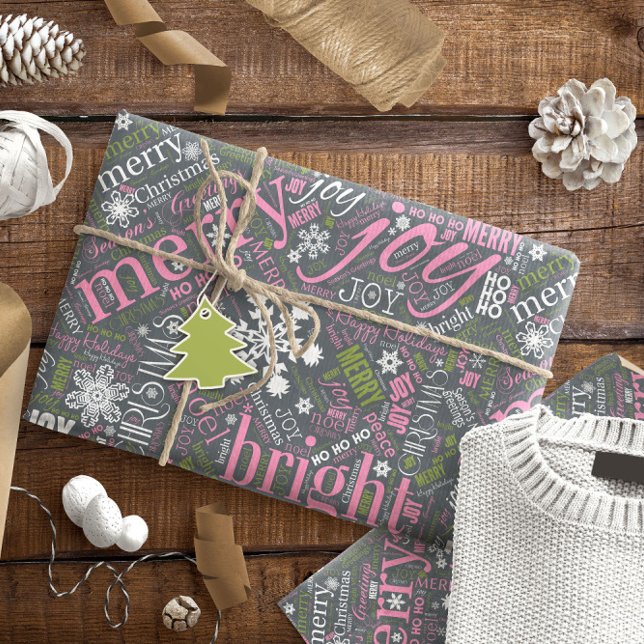 Christmas Text and Snowflake Pattern Slate ID257 Wrapping Paper (Creator Uploaded)