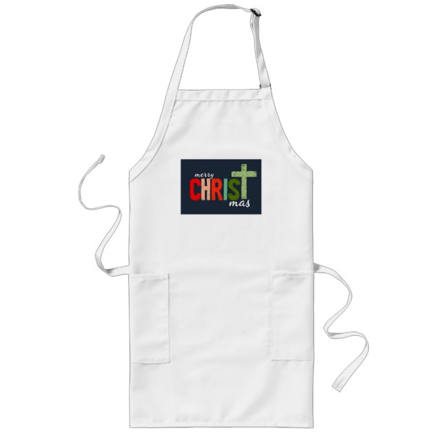 Christmas Text Merry Christ mas Christian  Long Apron (Front)