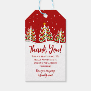 Christmas Thank You Appreciation Gift Tags