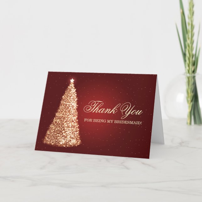 Christmas Thank You Bridesmaid Gold Red (Front)