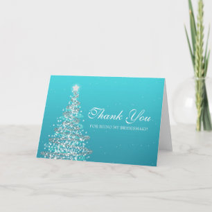 Christmas Thank You Bridesmaid Turquoise Card