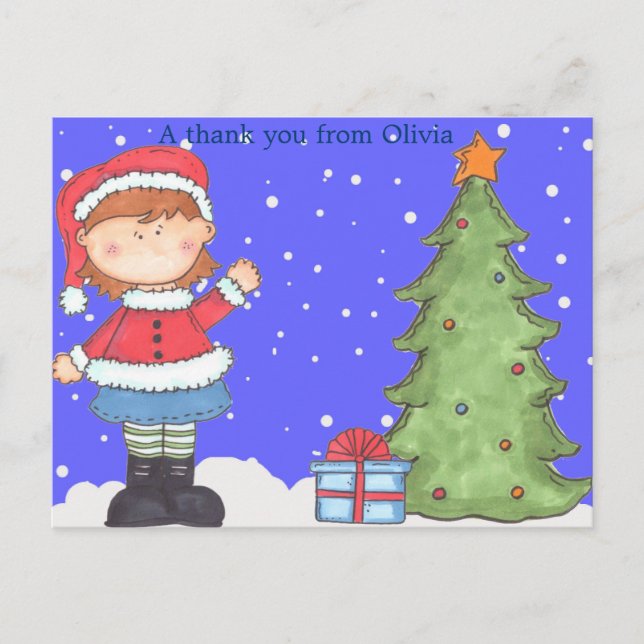 Christmas Thank You Can be personalized Postcard (Front)