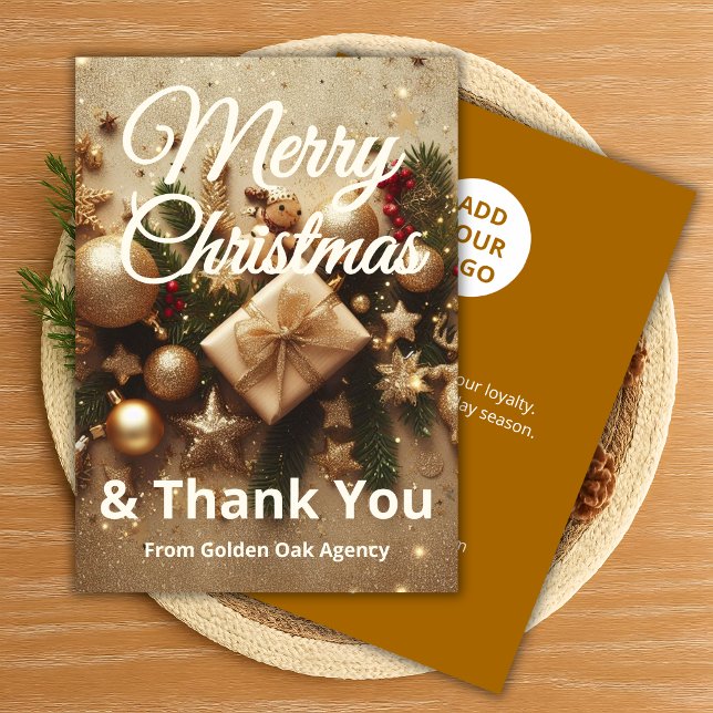 Christmas Thank You Card | Add Business Logo (Creator Uploaded)