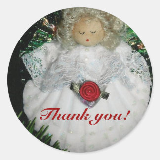 Christmas thank you classic round sticker