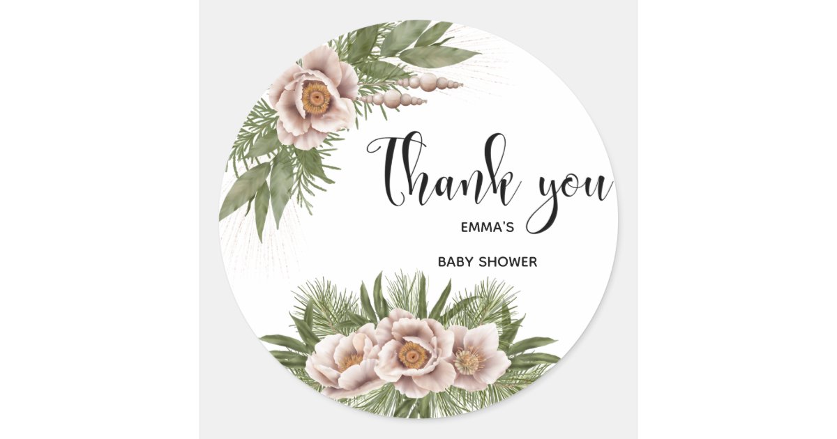 Christmas Thank you Classic Round Sticker | Zazzle
