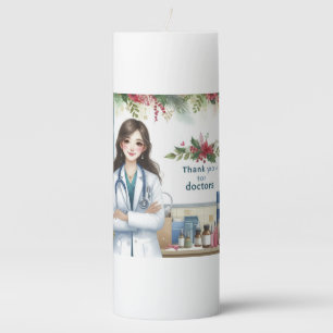 Christmas thank you for doctors pillar candle