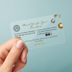 Christmas Thank You for Your Purchase Logo Clear Business Cards
