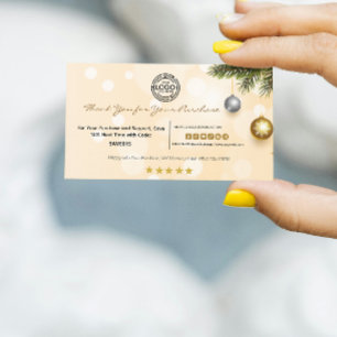 Christmas Thank You for Your Purchase with Logo Business Card
