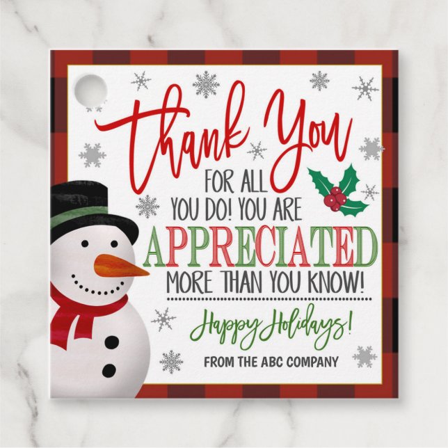 Christmas Thank You Gift Tag (Front)