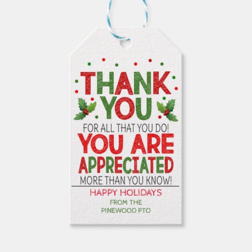 Christmas Thank You Gift Tags