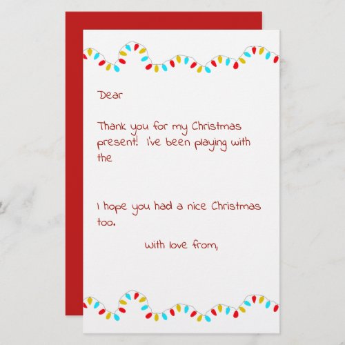 Christmas Thank You Letter From Kids Stationery