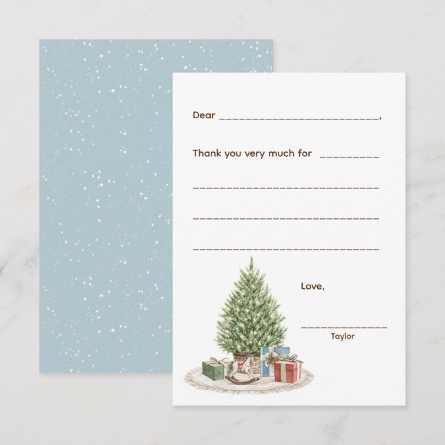 Christmas Thank you note, fill in the blank card (Front/Back)