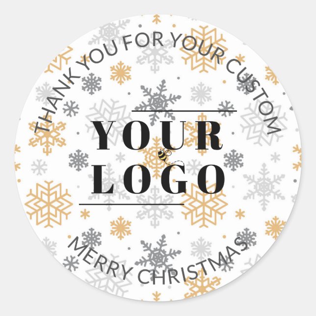 Christmas Thank You Small Business Custom Logo Classic Round Sticker (Front)