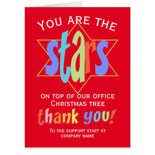 Christmas Thank You Staff Group Company Jumbo Card