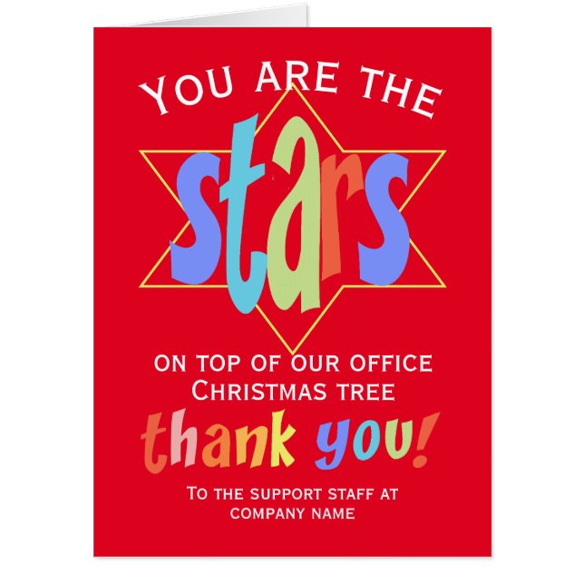 Christmas Thank You Staff Group Company Jumbo Card (Front)