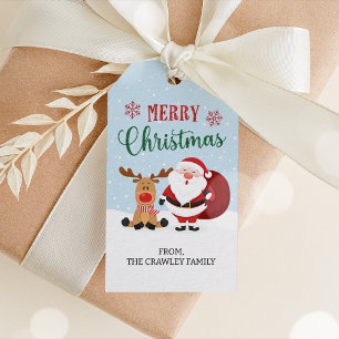Christmas Thank You Tags, Santa Favor Tags