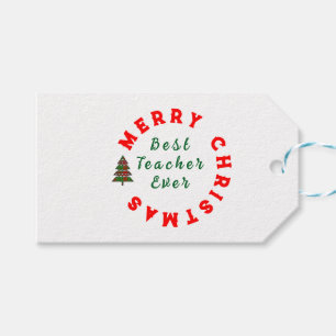 Christmas thank you teacher cute typography gift tags