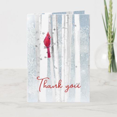 Christmas Thank You Thanks for Gift Red Cardinal Holiday Card