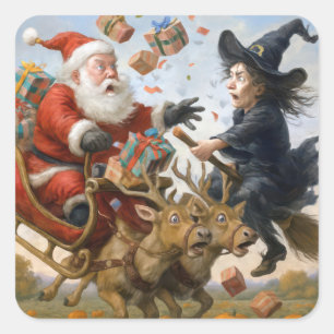 Christmas Thanksgiving and Halloween Crash Square Sticker