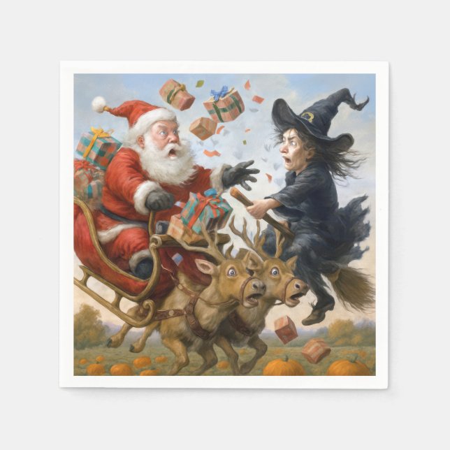 Christmas Thanksgiving and Halloween Holidays  Napkins (Front)